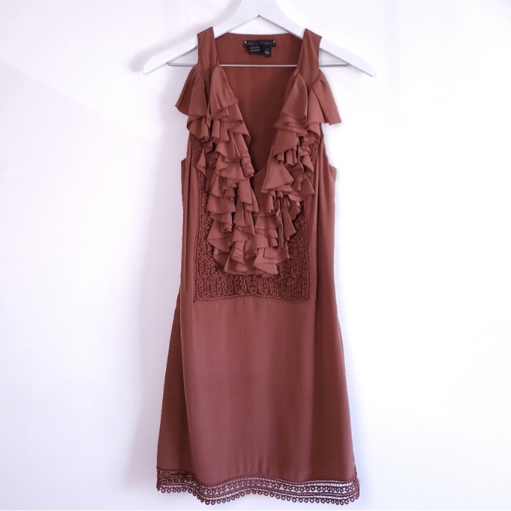 Sheri Bodell Chocolate Brown Silk Mini Dress